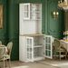 Kitchen Pantry Cabinet Freestanding Storage Cabinet With Hutch, Large Countertop, Glass Doors And Adjustable Shelves_maomaolike.com