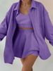 Women's clothing long sleeved jacket shorts vest three piece sports casual sweater suit_maomaolike.com
