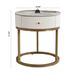 Modern Nightstand With Drawer, Marble Round End Table With Storage, Side Table For Living Room&Bedroom_maomaolike.com