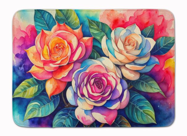 Gardenias In Color Memory Foam Kitchen Mat Machine Washable Anti-Fatigue Mat Cushion Comfort Bath Mat Or Kitchen Rug_maomaolike.com