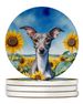 Italian Greyhound In Sunflowers Large Sandstone Coasters Pack Of 4 Absorbent Round Coasters Decor Gifts For Men Or Women, 4 In, Multicolor_maomaolike.com