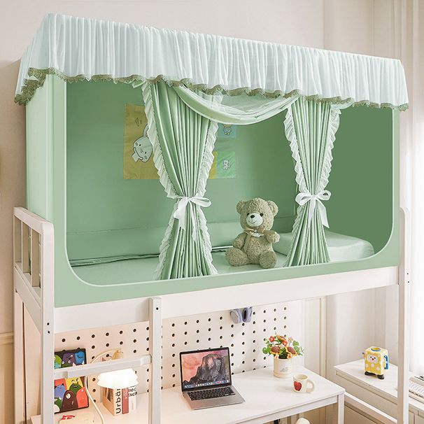 Student Dormitory Blackout Three-Door Integrated Dustproof Curtain Bed Canopy Mosquito Net Thickened Painted Frame_maomaolike.com