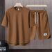 Men's Clothing Summer fashion brand new short sleeved T suit men's loose large size shorts set advanced handsome waffle two piece suit_maomaolike.com