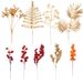 Small Fork Artificial Wintergreen Fan Leaf Eucalyptus Persimmon Pomegranate Orange Peach Fortune Bucket New Year Wreath_maomaolike.com