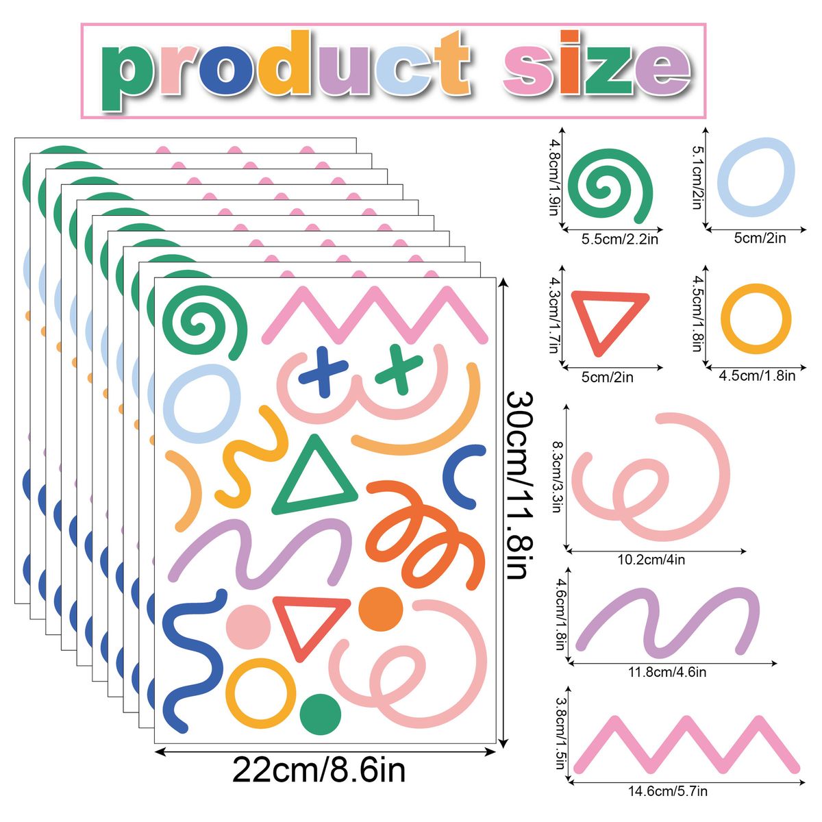 Cross-border Irregular Geometric Line Colorful Cartoon Self-Adhesive Home Decoration Kindergarten Children's Room Wall_maomaolike.com