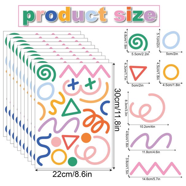 Cross-border Irregular Geometric Line Colorful Cartoon Self-Adhesive Home Decoration Kindergarten Children's Room Wall_maomaolike.com