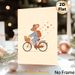 Cycling Mouse Painting Poster, Soft-toned Cute Cartoon Poster, Whimsical Design Featuring Mouse In Striped Outfit Riding Bike With Bread Basket And_maomaolike.com