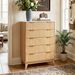 5-Drawer Dresser With Fluted Design And Gold Accents, 48" Tall Narrow Wood Storage Chest For Bedroom Living Room_maomaolike.com