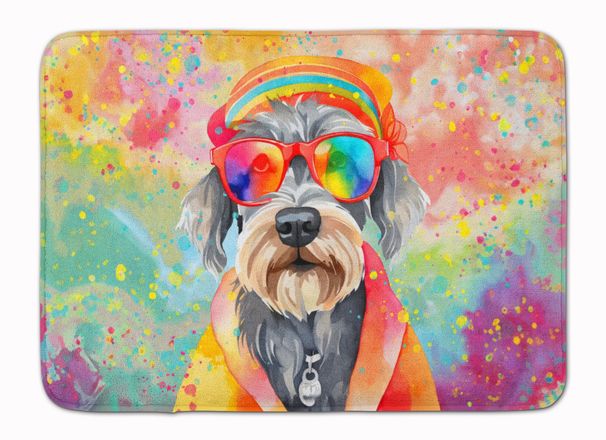 Schnauzer Hippie Dawg Memory Foam Kitchen Mat Machine Washable Anti-Fatigue Mat Cushion Comfort Bath Mat Or Kitchen Rug_maomaolike.com