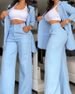 Women's Clothing, Elegant And Solid Color Split Sleeve Lapel Suit With Pockets And Straight Pants Suit_maomaolike.com