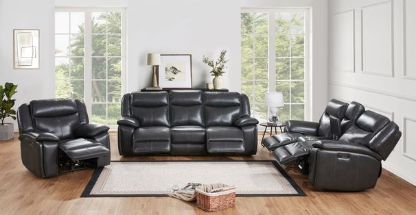 Electric Power Loveseat Recliner, Leather Power Reclining Sofa With USB Ports, Cup Holders For Living Room-Black_maomaolike.com