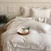 French Style Soft Cotton Linen Four-Piece Set Simple Jacquard Duvet Cover Lace Edge Skin-Friendly Breathable Dry 1.8m Bedding_maomaolike.com