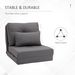Convertible Flip Chair, Floor Lazy Sofa, Folding Upholstered Couch Bed With Adjustable Backrest, Metal Frame And Pillows For Living Room Bedroom, Dark Gray_maomaolike.com