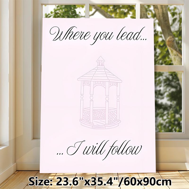 Romantic Gazebo Quote Painting Poster, Delicate Line Art Soft Pink Gazebo With Elegant Script Quote Poster, Warm Heartfelt Decor For Bedroom, Living_maomaolike.com