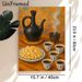 Tea & Snack Still Life Painting Poster, Warm-toned Realistic Still Life Poster, Cozy Tranquil Scene With Teapot, Incense, Decorated Tea Cups And Snack_maomaolike.com