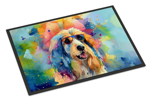 Afghan Hound Hippie Dawg Doormat Front Door Mat Indoor Outdoor Rugs For Entryway, Non Slip Washable Low Pile, 24H X 36W_maomaolike.com