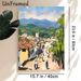 Hillside Mountain Village Painting Poster, Impressionist Style Bustling Town With Rolling Hills Poster, Warm Nostalgic Ambiance Suitable For Living_maomaolike.com