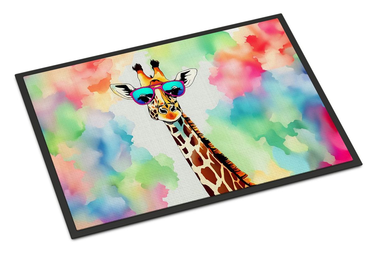 Hippie Animal Giraffe Doormat Front Door Mat Indoor Outdoor Rugs For Entryway, Non Slip Washable Low Pile, 24H X 36W_maomaolike.com