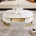 Modern Oval Coffee Table With Drawers,Curved Profile Design, Gold Metal Decor, Center Table For Living Room In 47.2"_maomaolike.com