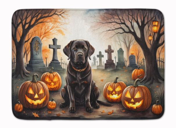 Chocolate Labrador Retriever Spooky Halloween Memory Foam Kitchen Mat Machine Washable Anti-Fatigue Mat Cushion Comfort Bath Mat Or Kitchen Rug_maomaolike.com