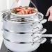 SOGA 3 Tier 30cm Heavy Duty Stainless Steel Food Steamer Vegetable Pot Stackable Pan Insert With Glass Lid_maomaolike.com