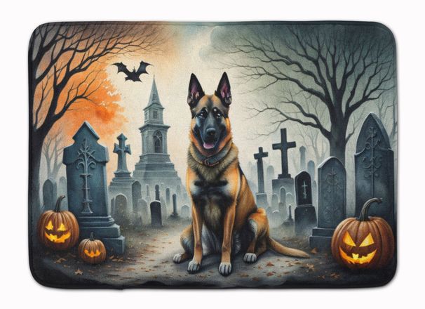 Belgian Malinois Spooky Halloween Memory Foam Kitchen Mat Machine Washable Anti-Fatigue Mat Cushion Comfort Bath Mat Or Kitchen Rug_maomaolike.com