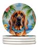 Bloodhound Luau Large Sandstone Coasters Pack Of 4 Absorbent Round Coasters Decor Gifts For Men Or Women, 4 In, Multicolor_maomaolike.com