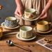 Vintage Coarse Pottery Set, Light Luxury High-End Feel, Niche Design Style Ceramic Coffee Cup And Saucer_maomaolike.com