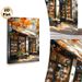 Autumn Bookstore Painting Poster, Warm-toned Impressionist-style Poster, Sunlit Street Bookstore With Orange Fall Foliage, Cozy Tranquil Decor Ideal_maomaolike.com