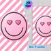 Heart-eyed Smiley Painting Poster, Pastel Pink Cute Smiley With Heart-shaped Eyes Poster, Cheerful Playful Design Adds Warm Touch For Bedroom, Living_maomaolike.com