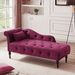 Aijia 60.6" Velvet Chaise Lounge Buttons Tufted Nailhead Trimmed Solid Wood Legs With 1 Pillow,Burgundy (Left Arm Design As Shown In The Picture)_maomaolike.com
