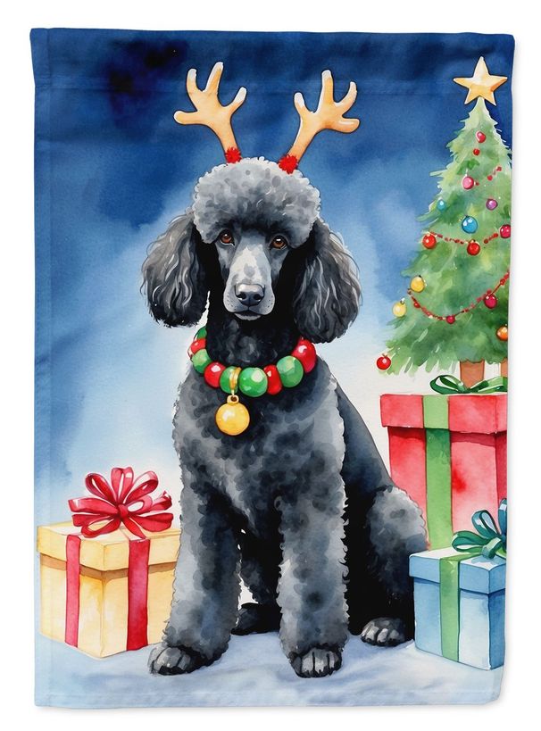 Black Standard Poodle Christmas Reindeer House Flag Large Porch Sleeve Pole Decorative Outside Yard Banner Artwork Wall Hanging, Polyester, House Size, Multicolor_maomaolike.com