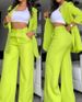 Women's Clothing Elegant Floral Sleeveless Suit Jacket + Lace Up Casual Trousers Suit_maomaolike.com