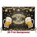 30th Birthday Party Backdrop - 2D Flat Polyester Banner Cheers To 30 Years Design With Mugs, Stars, Photo Booth Props, Party Decor_maomaolike.com