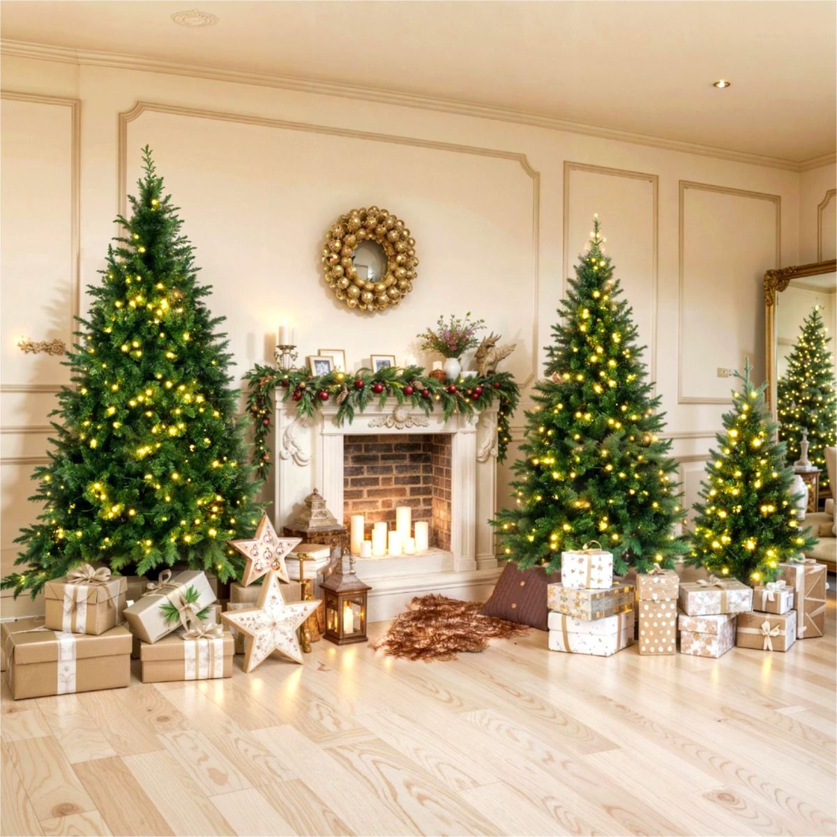 8FT, 6FT, 4FT Pre-Lit Pencil Christmas Trees, 3-set Slim Artificial Christmas Tree With Snow Flocking, Xmas Holiday Decoration Tree, 1455 Branch Tips, 520 LED Lights, 11 Lighting Modes_maomaolike.com