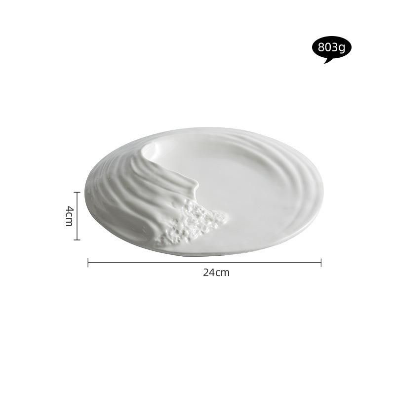 Ocean Wave Artistic Fusion Ceramic Tableware Internet Celebrity Western Food Flat Plate Irregular Shape Hotel High-end_maomaolike.com