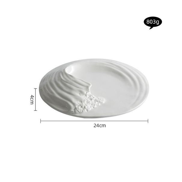 Ocean Wave Artistic Fusion Ceramic Tableware Internet Celebrity Western Food Flat Plate Irregular Shape Hotel High-end_maomaolike.com