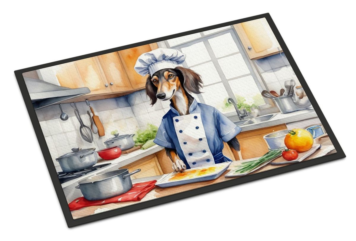 Saluki The Chef Doormat Front Door Mat Indoor Outdoor Rugs For Entryway, Non Slip Washable Low Pile, 24H X 36W_maomaolike.com