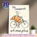 Croissant & Bicycle Themed Painting Poster, Whimsical Minimalist Line Art Poster, Playful Design With French Text And Oversized Croissant_maomaolike.com