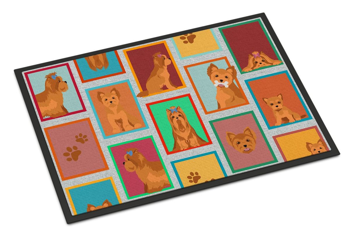 Lots Of Red Yorkie Doormat Front Door Mat Indoor Outdoor Rugs For Entryway, Non Slip Washable Low Pile, 24H X 36W_maomaolike.com