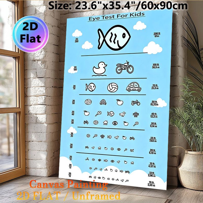 Eye Chart Painting Poster, Cute Cartoon-themed Eye Chart Poster, Practical Vision Screening Aid Suitable For Clinic, Home Environments_maomaolike.com