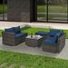 Patio Furniture, Outdoor Furniture, Seasonal PE Wicker Furniture, 4 Set Wicker Furniture With Tempered Glass Coffee Table,_maomaolike.com