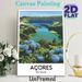 Azores São Miguel Lake & Hydrangea Painting Poster, Lush Scenic Landscape Poster, Serene Natural View Decor Ideal For Home, Living Room And Office_maomaolike.com