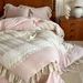 Wholesale INS French Style Princess Soft Naked Sleep Double Layer Gauze Full 4-Piece Ruffled Pure Cotton Four-Piece Set_maomaolike.com