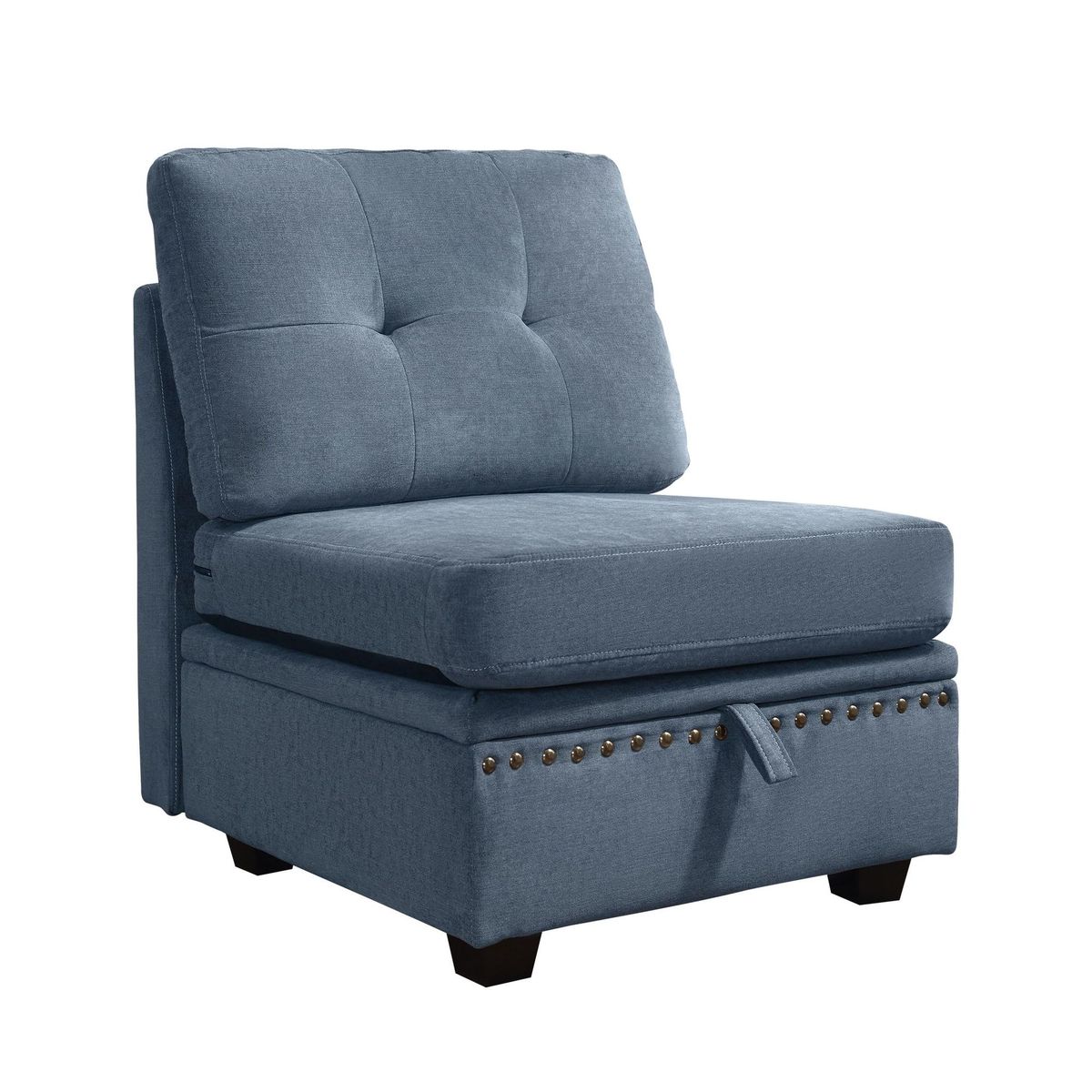 Vintage Modular Sectional Sofa, Convertible Multiple Combination Sofa Couch With Storage, Memory Foam, Vintage Copper Nail Modular Sectionals M-Middle Module BLUE (1 Middle Stool)_maomaolike.com