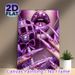 Purple Glam Lips & Jeweled Nails Painting Poster, Sparkly Luxury Crystal-embellished Poster, Eye-catching Decorative Piece Ideal For Bedroom, Vanity_maomaolike.com
