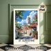 St. Augustine Florida Coastal Town Painting Poster, Vibrant Retro Scenic Poster, Picturesque Seaside Street With Bell Tower & Sailboats, Ideal_maomaolike.com