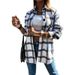 Women's Clothing plaid shirt autumn and winter new loose mid length woolen coat_maomaolike.com