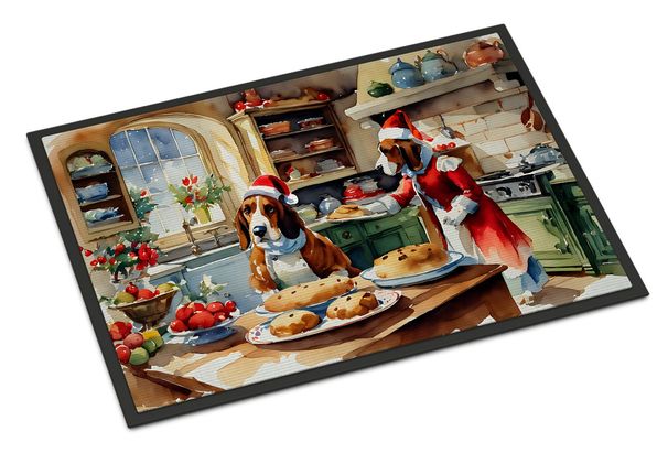 Basset Hound Christmas Cookies Doormat Front Door Mat Indoor Outdoor Rugs For Entryway, Non Slip Washable Low Pile, 24H X 36W_maomaolike.com