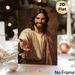 Jesus Themed Painting Poster, Warm-toned Realistic Portrait Poster, Gentle Smiling Jesus Reaching Out Hand, Soothing Spiritual Decor Ideal For Home_maomaolike.com